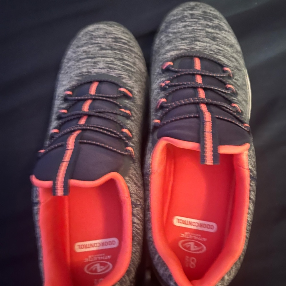 Gray and Pink Athletic Shoes slip on Size 8 1/2. New